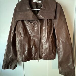 Kenneth Cole Women's Chocolate Leather Jacket